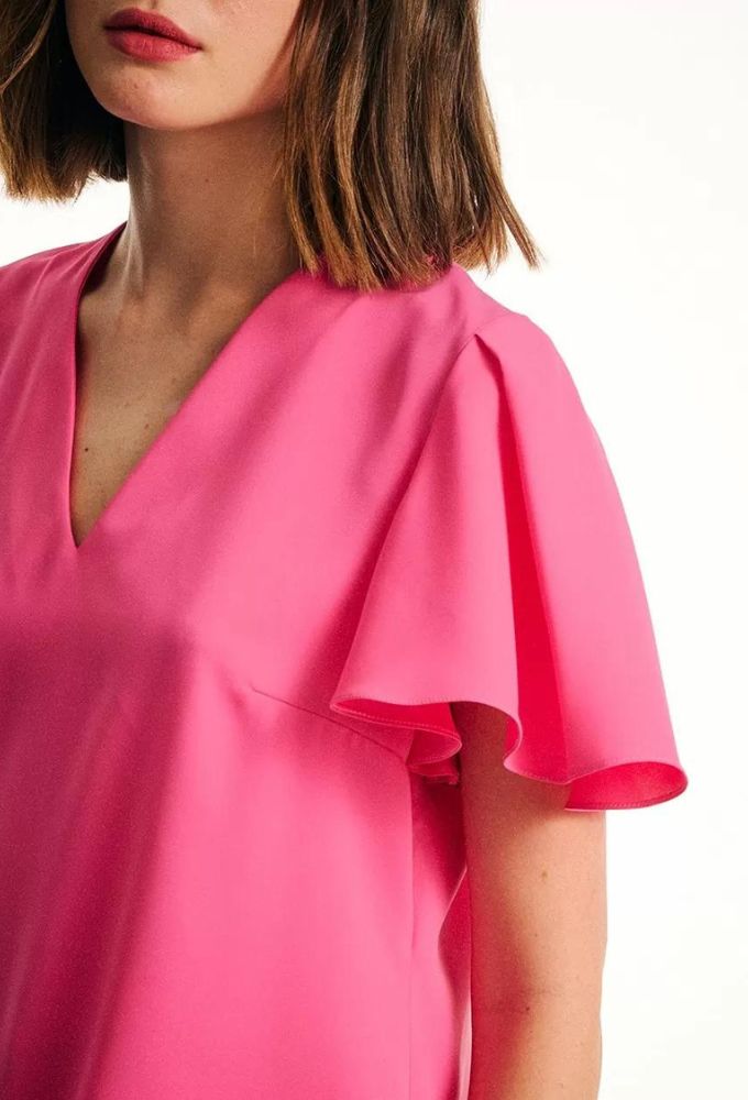 Forel Γυναικεία Μπλούζα με Βολάν Μανίκι Ροζ - Image 3