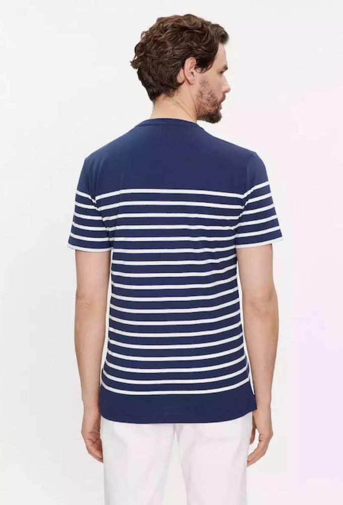 Guess Ανδρικό T-shirt Κοντομάνικο Μπλε με Ρίγες - Image 3