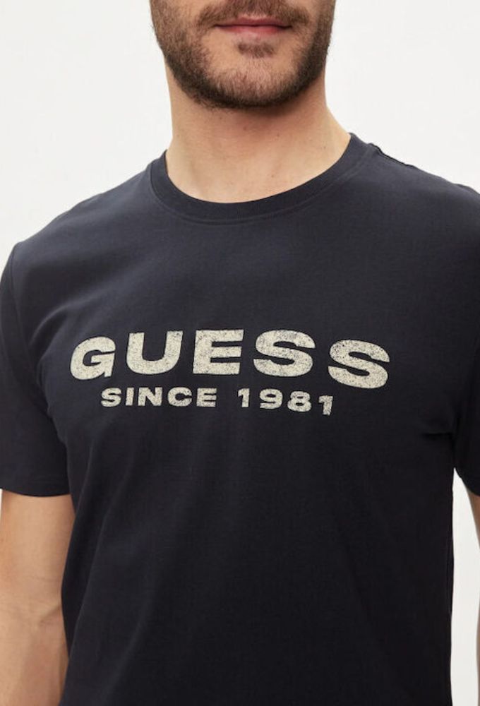 Guess Ανδρικό T-shirt Κοντομάνικο Navy Μπλε - Image 2
