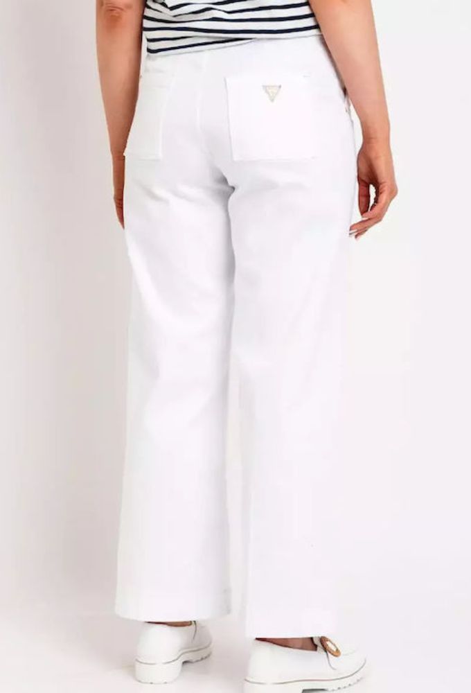 Guess Γυναικείο Βαμβακερό Capri Παντελόνι σε Relaxed Εφαρμογή Λευκό - Image 2