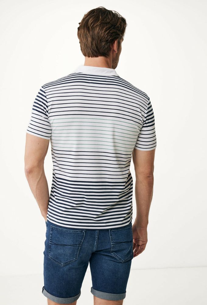 Mexx Fashion Ανδρικό Polo Κοντομάνικο Λευκό με Ρίγες - Image 2