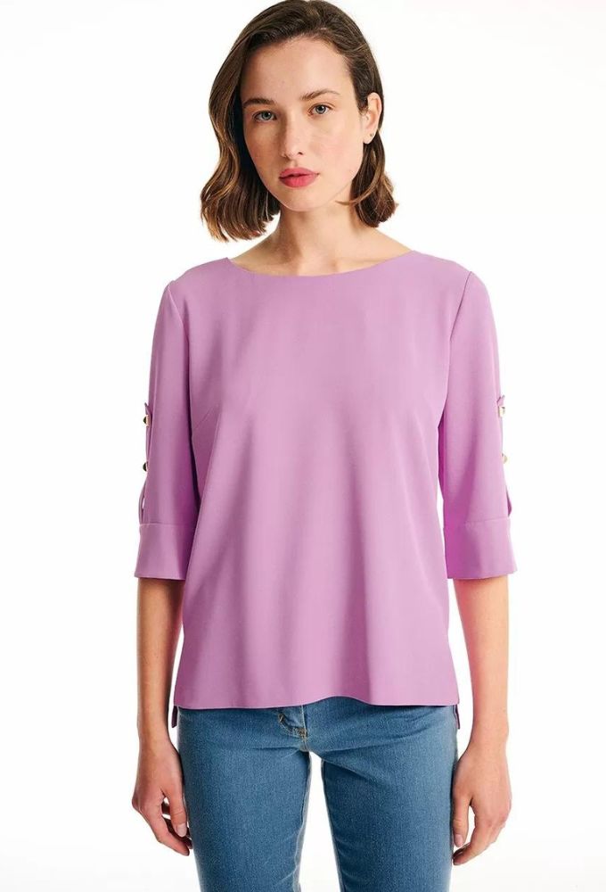Forel Γυναικεία Μπλούζα Λιλά με Μανίκι 3/4