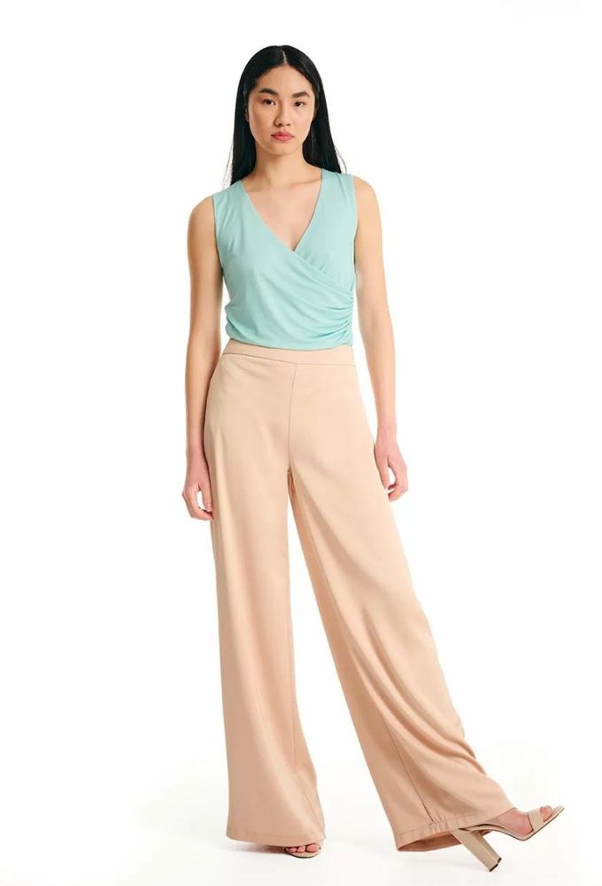 Forel Γυναικείο Παντελόνι Ψηλόμεσο Σατέν Χρυσό - Image 2