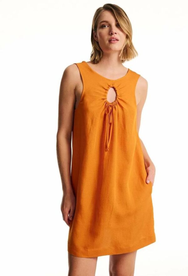 Forel Γυναικείο Φόρεμα Αμάνικο Mini Πορτοκαλί