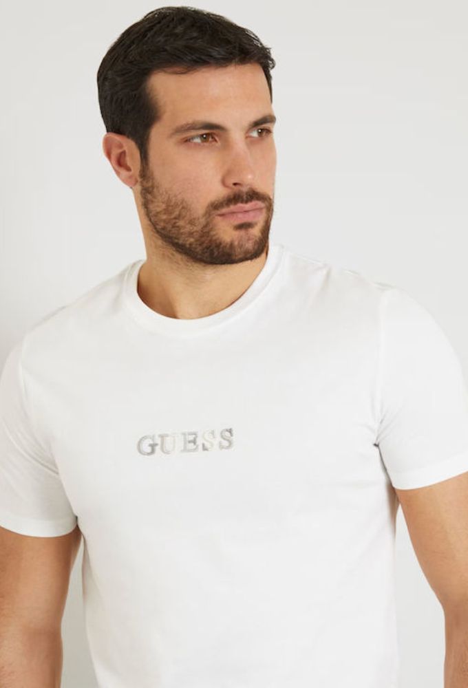 Guess Ανδρικό T-shirt Κοντομάνικο Λευκό - Image 3