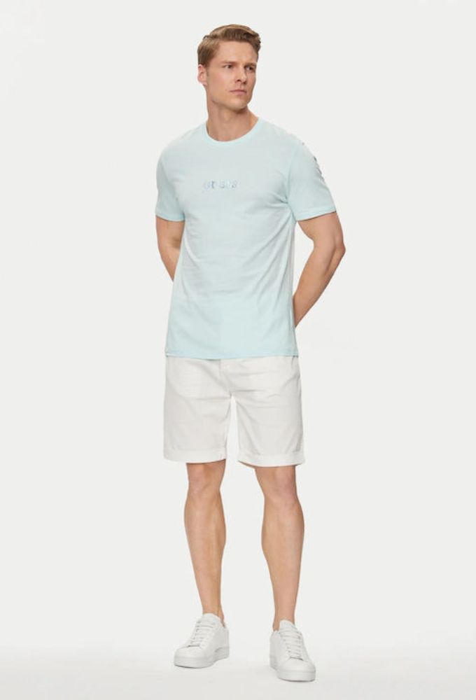 Guess Ανδρικό T-shirt Κοντομάνικο Tιρκουάζ - Image 2