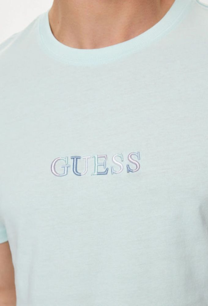 Guess Ανδρικό T-shirt Κοντομάνικο Tιρκουάζ - Image 4