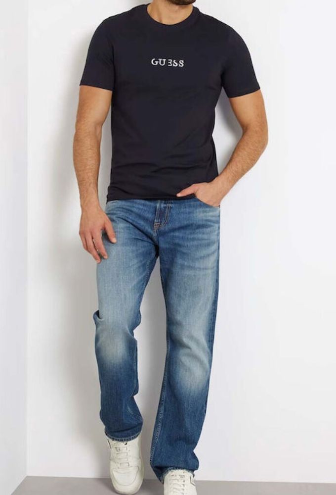 Guess Ανδρικό T-shirt Κοντομάνικο Μπλέ Σκούρο - Image 2