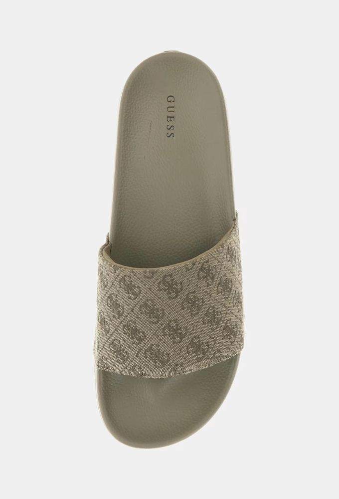 Guess Ανδρικές Σαγιονάρες Λαδί Ανοιχτό Λογότυπο 4g - Image 3