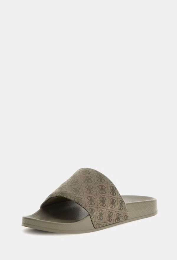 Guess Ανδρικές Σαγιονάρες Λαδί Ανοιχτό Λογότυπο 4g