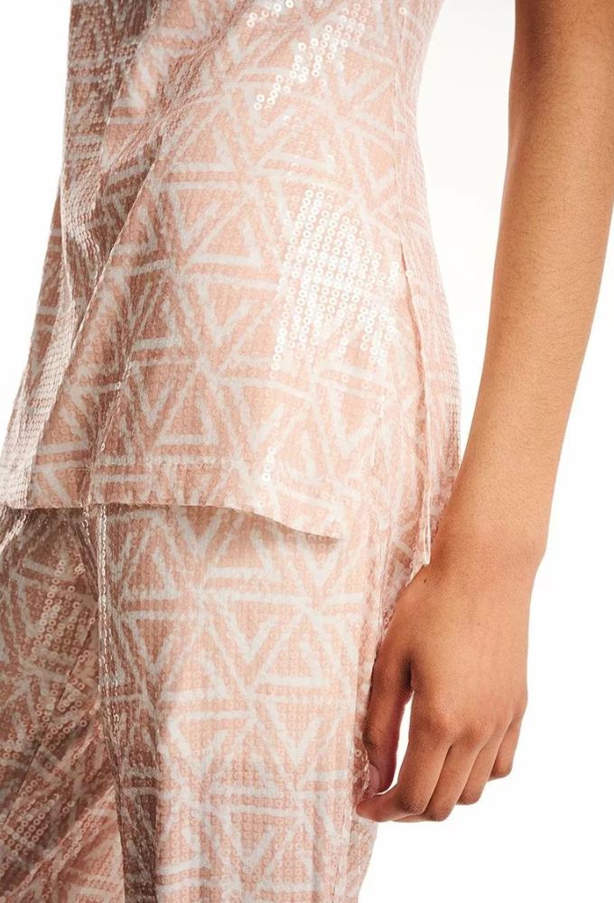 Forel Σετ Τοπ/Παντελόνι Παγιέτα Μπεζ - Image 5