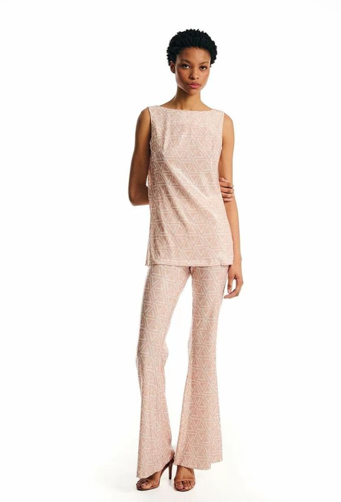 Forel Σετ Τοπ/Παντελόνι Παγιέτα Μπεζ