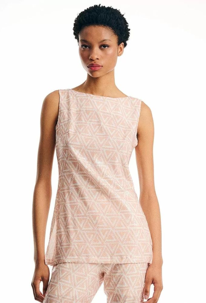 Forel Σετ Τοπ/Παντελόνι Παγιέτα Μπεζ - Image 3