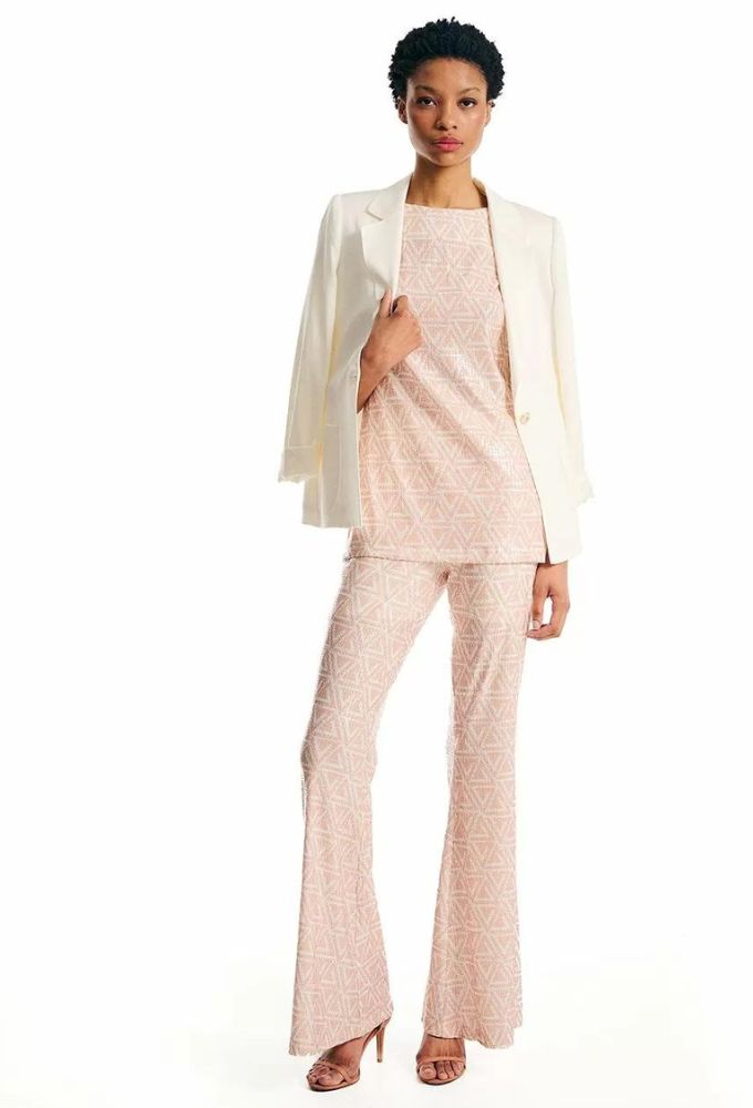 Forel Σετ Τοπ/Παντελόνι Παγιέτα Μπεζ - Image 2