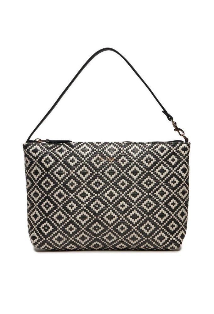 Guess Vikky Γυναικεία Large Tote Τσάντα Μαύρο/Άσπρο - Image 4