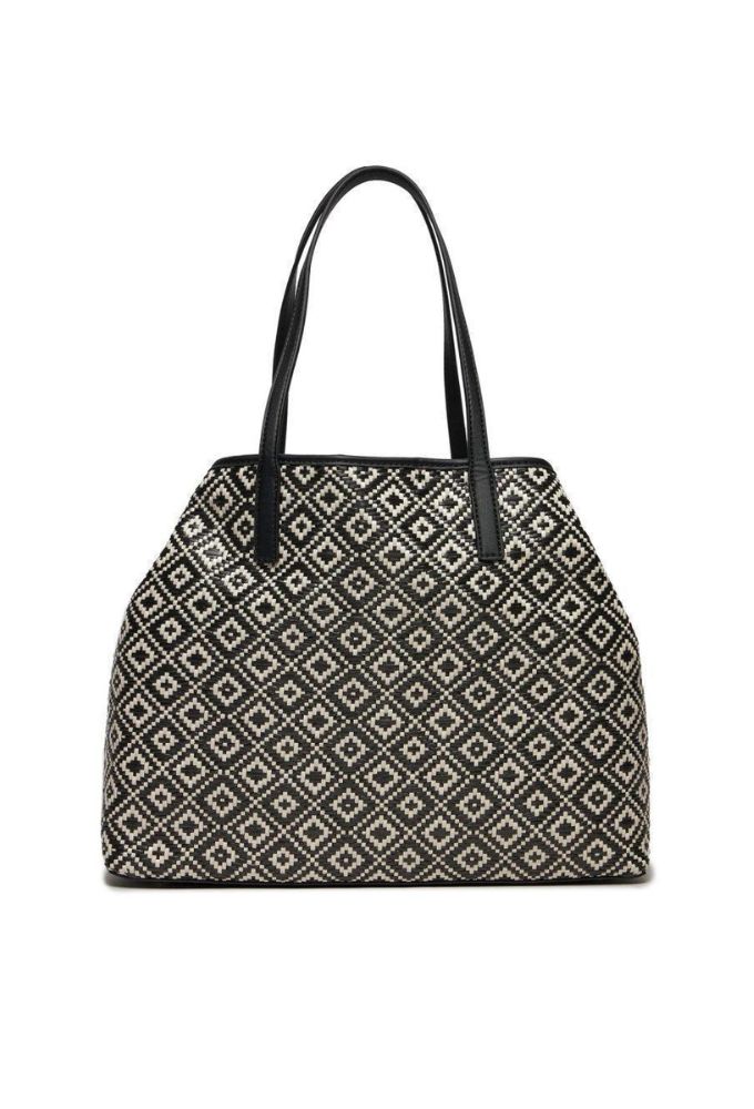 Guess Vikky Γυναικεία Large Tote Τσάντα Μαύρο/Άσπρο - Image 3