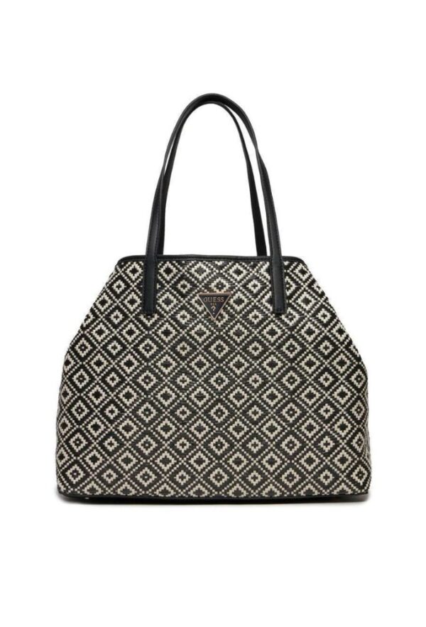 Guess Vikky Γυναικεία Large Tote Τσάντα Μαύρο/Άσπρο