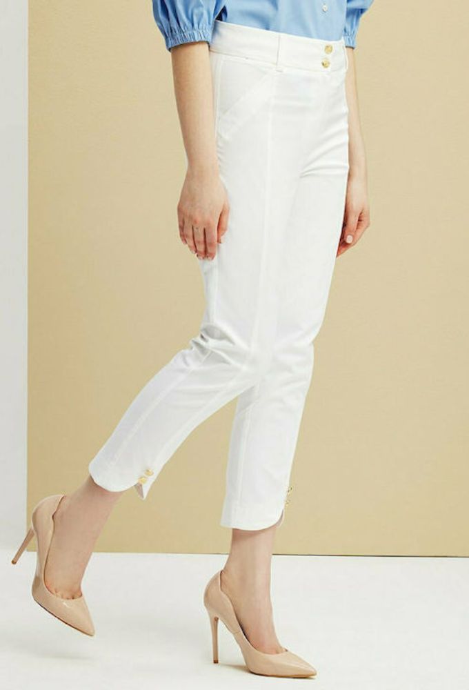 Forel Γυναικείο Capri Παντελόνι από Καπαρντίνα Λευκό - Image 3