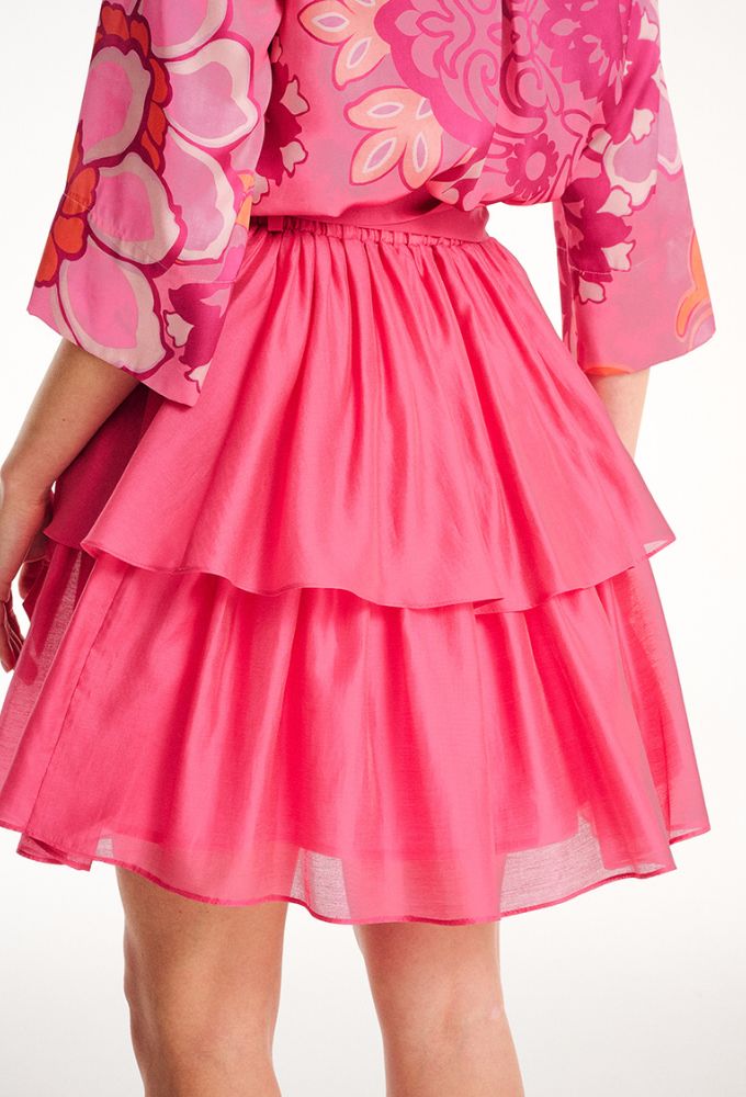 Forel Φούστα Μονόχρωμη Φούξια με Βολάν - Image 3