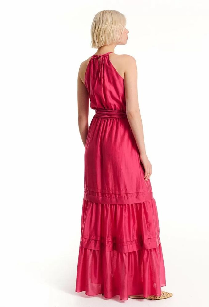 Forel Γυναικείο Φόρεμα Maxi Φούξια με Παρτούς Ώμους - Image 2