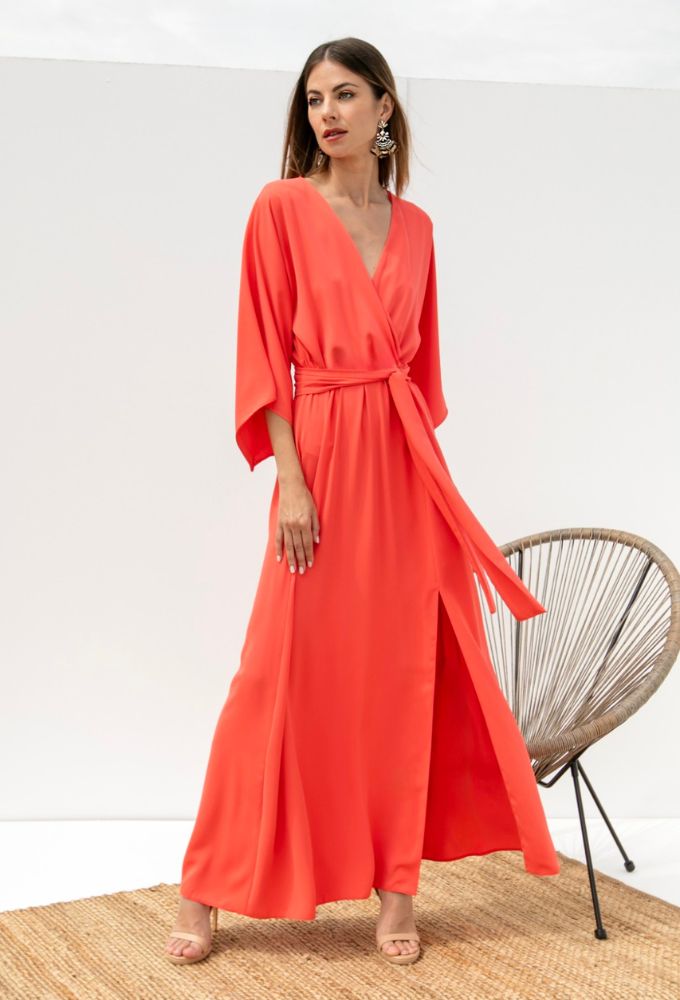 Le Vertige Γυναικείο Maxi Κοραλί Φόρεμα