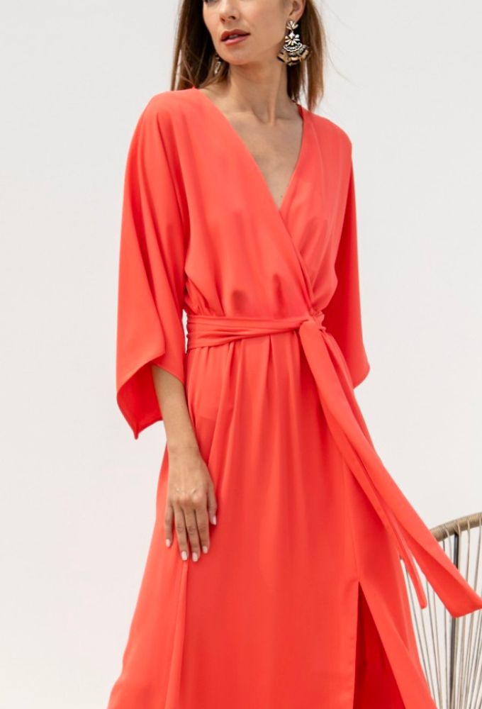 Le Vertige Γυναικείο Maxi Κοραλί Φόρεμα - Image 2