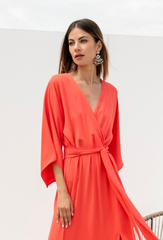 Le Vertige Γυναικείο Maxi Κοραλί Φόρεμα - Image 4