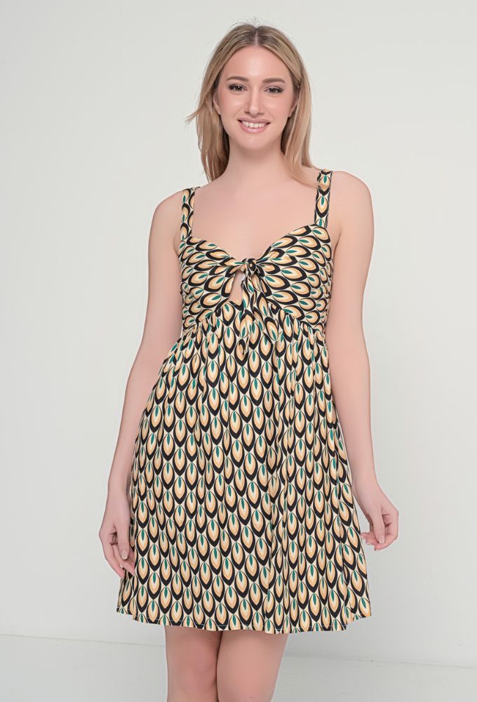 Fullah Sugah Φόρεμα Mini εμπριμέ με Δετό Στήθος