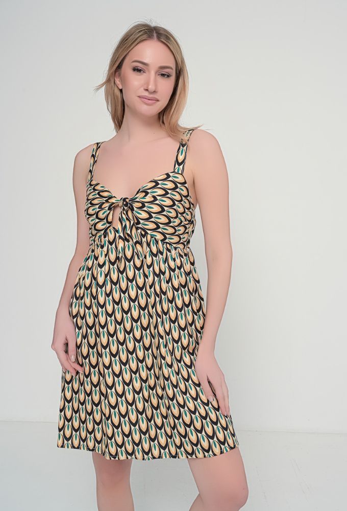 Fullah Sugah Φόρεμα Mini εμπριμέ με Δετό Στήθος - Image 3