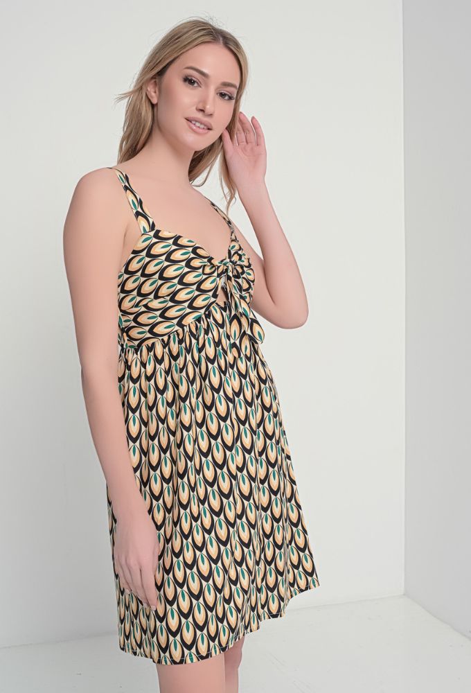 Fullah Sugah Φόρεμα Mini εμπριμέ με Δετό Στήθος - Image 4