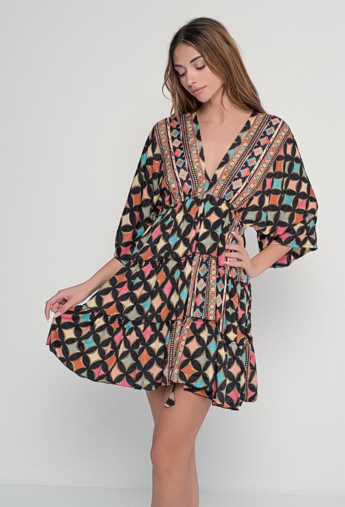 Fullah Sugah Γυναικείο Φόρεμα Mini με Ρόμβους και Ανοιχτή Πλάτη - Image 4