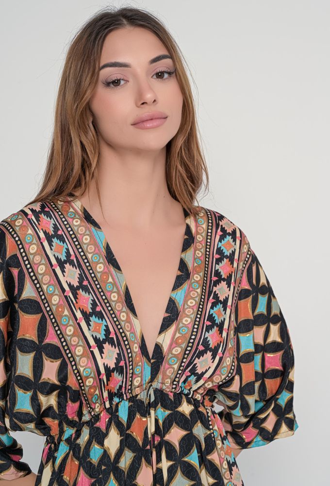 Fullah Sugah Γυναικείο Φόρεμα Mini με Ρόμβους και Ανοιχτή Πλάτη - Image 3