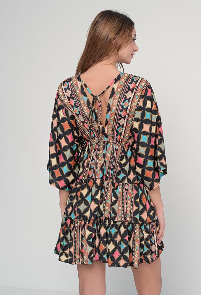 Fullah Sugah Γυναικείο Φόρεμα Mini με Ρόμβους και Ανοιχτή Πλάτη - Image 2