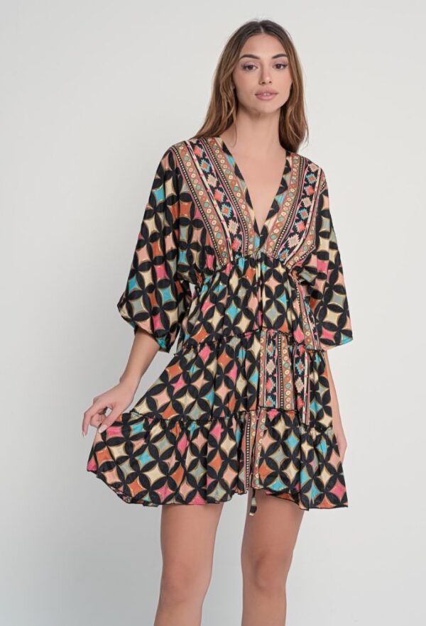 Fullah Sugah Γυναικείο Φόρεμα Mini με Ρόμβους και Ανοιχτή Πλάτη