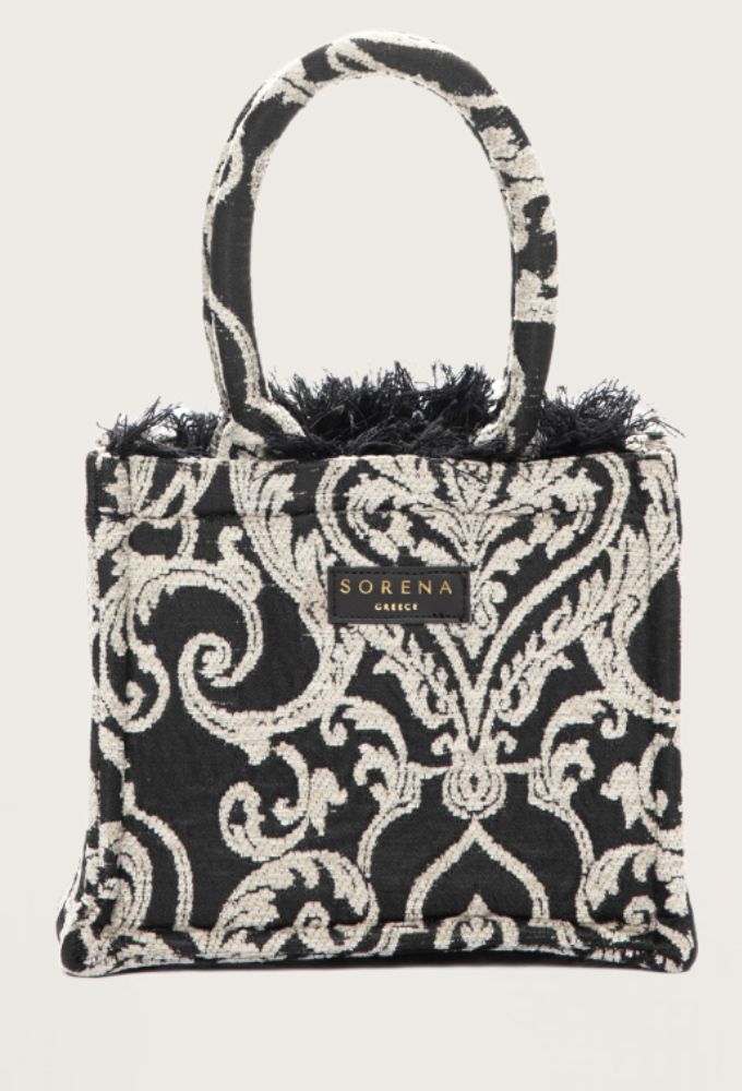 Sorena Χειροποίητo Τσαντάκι Dukas Mini Tote Bag Μαύρο - Image 3