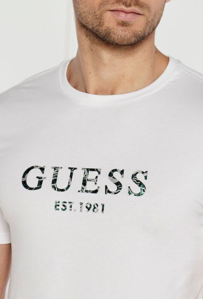 Guess Ανδρικό T-shirt Κοντομάνικο White - Image 3