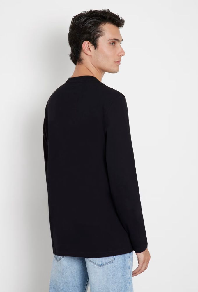 Guess Ανδρικό T-shirt Μαύρο με Τριγωνικό Λογότυπο - Image 4