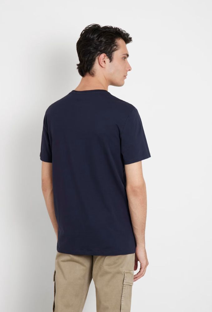 Guess Ανδρικό Ελαστικό Τ-shirt Μπλέ Σκούρο με Λογότυπο στο Πλάι - Image 4