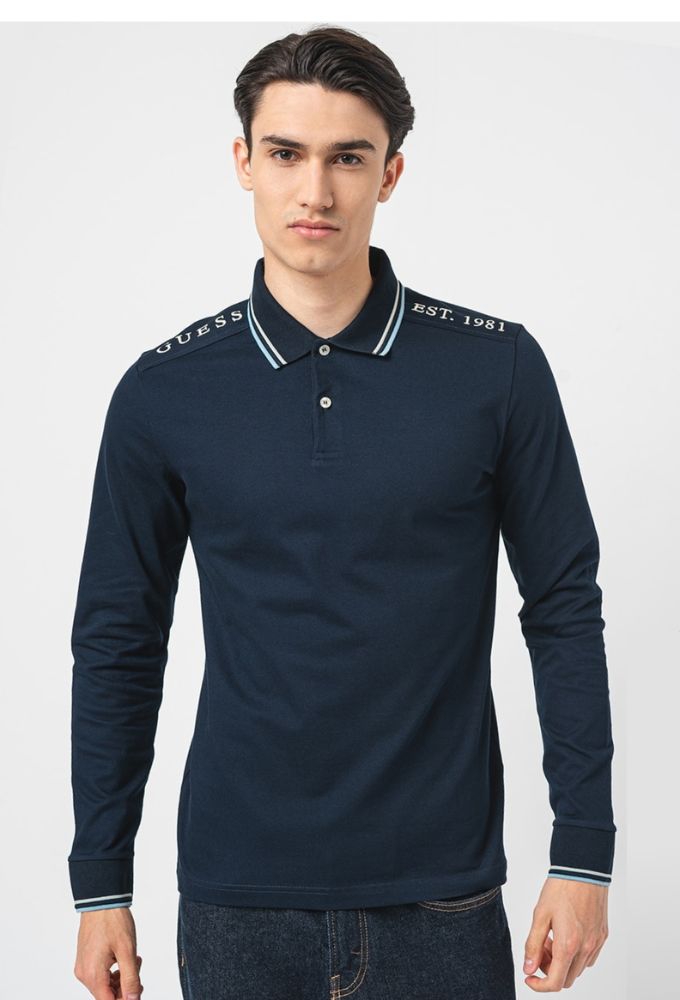 Guess Ανδρική Μπλούζα Μακρυμάνικη Μπλε Σκούρο