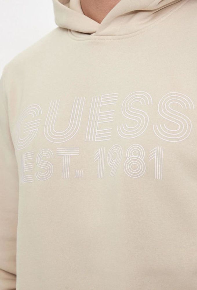Guess Ανδρικό Φούτερ με Κουκούλα Μπεζ - Image 4