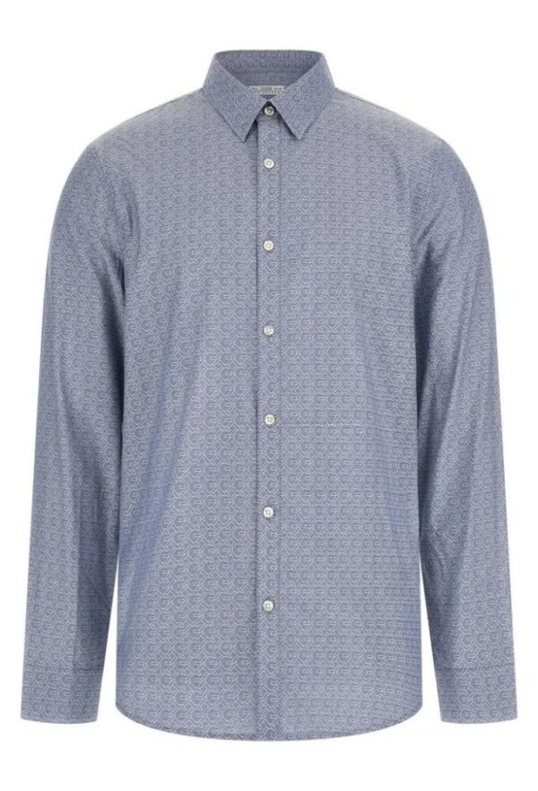 Guess Ανδρικό Πουκάμισο Ραφ Γαλάζιο με Τύπωμα