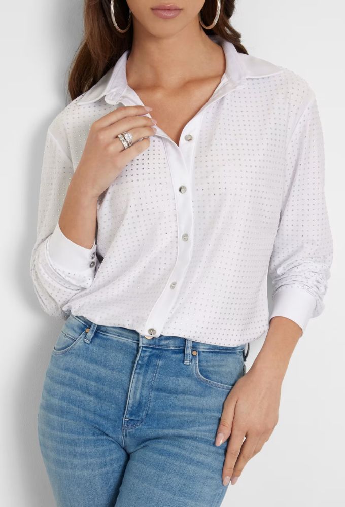 Guess Πουκάμισο με Στρας Αll Οver Λευκό - Image 4