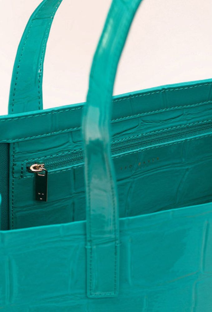 Ted Baker Croccon Γυναικεία Τσάντα Ώμου Shopper Πετρόλ - Image 4