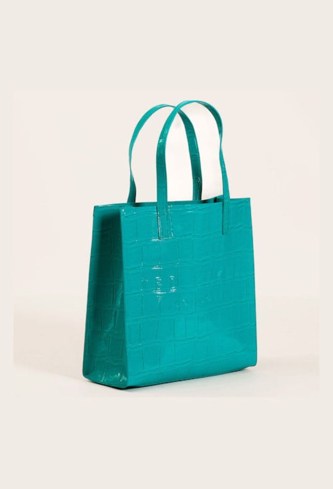 Ted Baker Croccon Γυναικεία Τσάντα Ώμου Shopper Πετρόλ - Image 3