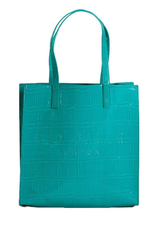 Ted Baker Croccon Γυναικεία Τσάντα Ώμου Shopper Πετρόλ