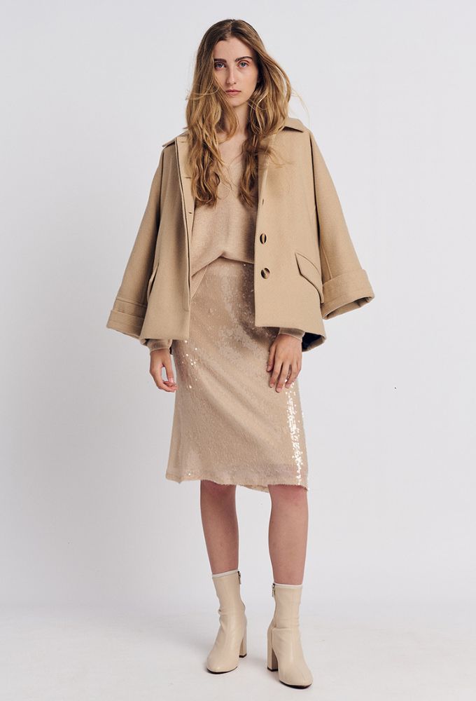 Forel Φούστα με Παγιέτα Pencil Ιβουάρ - Image 2