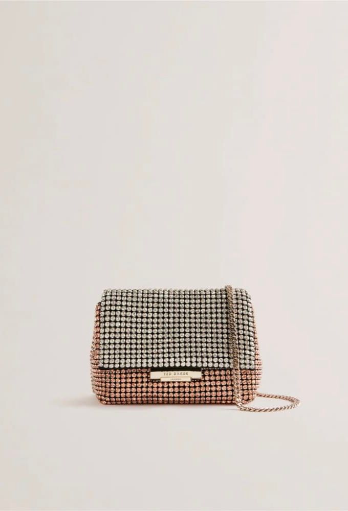 Ted Baker Gliters Crystal Mini Crossbody Τσαντάκι Ροζ Χρυσό/Ασημί - Image 4
