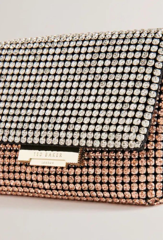 Ted Baker Gliters Crystal Mini Crossbody Τσαντάκι Ροζ Χρυσό/Ασημί - Image 2