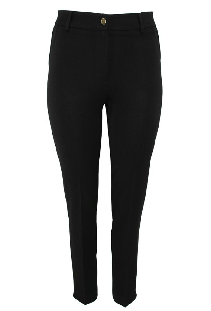 Forel Γυναικείο Υφασμάτινο Μαύρο Παντελόνι Με Σκίσιμο Κάτω