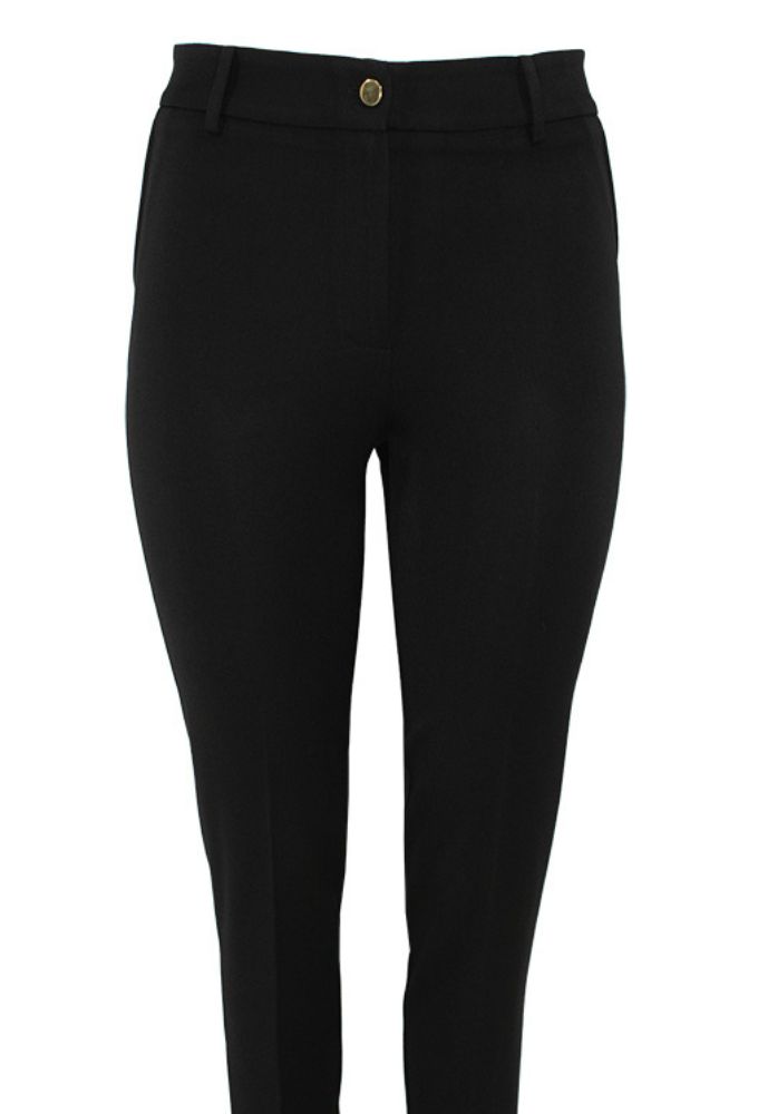 Forel Γυναικείο Υφασμάτινο Μαύρο Παντελόνι Με Σκίσιμο Κάτω - Image 2